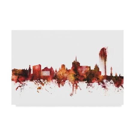 Michael Tompsett 'Geneva Switzerland Skyline Red' Canvas Art,12x19